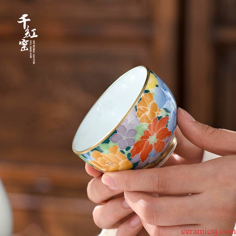 Liling porcelain hand - made ceramic masters cup single CPU hand - made large kung fu tea cups individual high - end paint sample tea cup