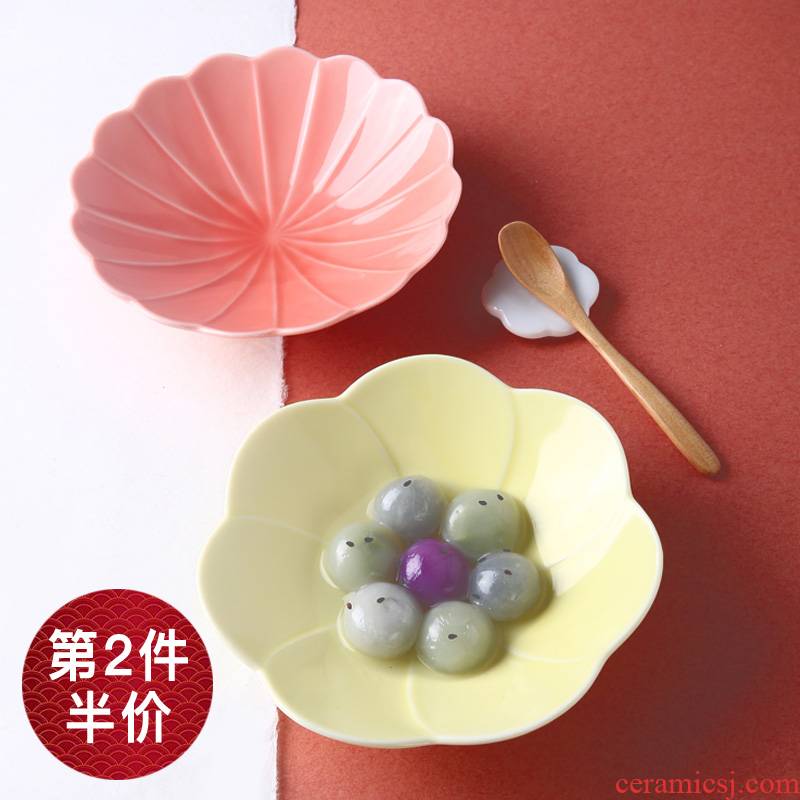 Japanese cherry blossom put plate feng Japan imports household 6 - inch cake dessert plate creative ceramic snack plate