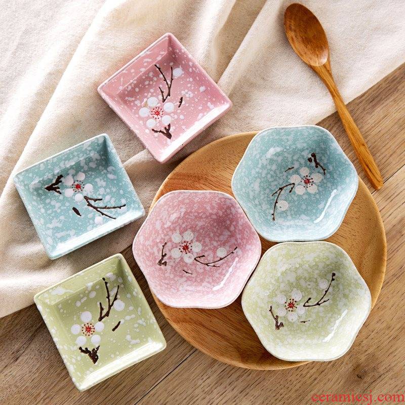 Small side dish of sifang Japanese - style tableware ceramic plate household soy sauce dish of dip vinegar dish dish snack plate