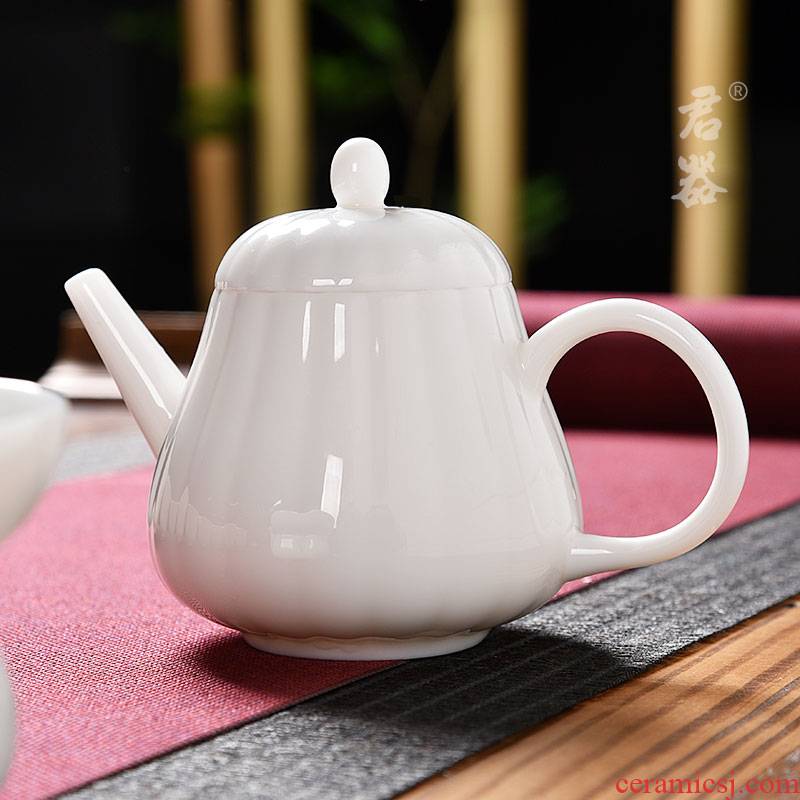 Jun ware elegant white porcelain dehua built small Chinese white ceramic teapot kung fu tea set from lard white jade porcelain tea