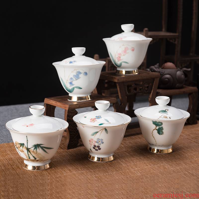 Ronkin tureen white porcelain only three tureen kung fu tea set single tea tea accessories make tea tureen