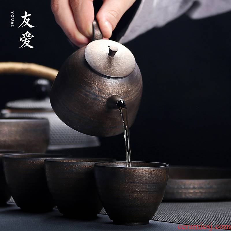 Love vintage gold iron glaze Japanese imitated copper teapot glazed pottery pot side put the pot of kung fu tea tea pot