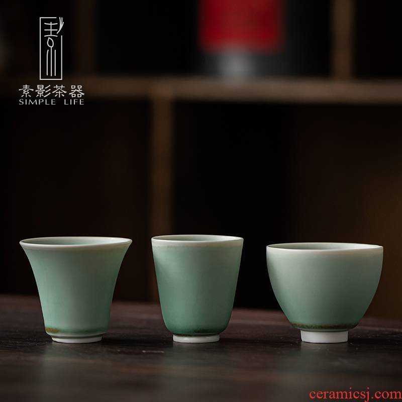 Plain film soda green ceramic kung fu tea cup single CPU Japanese green glaze creative little kung fu tea sample tea cup