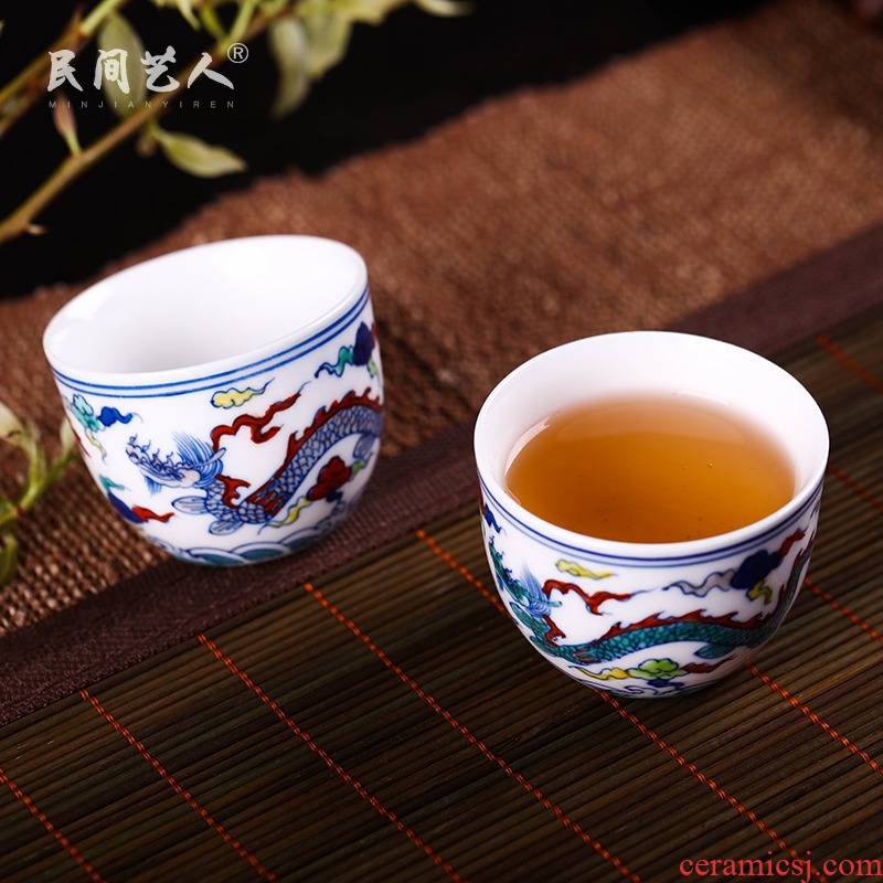 Ocean 's sample tea cup of jingdezhen ceramics craft individual cup single CPU kung fu tea master hand made small tea cups