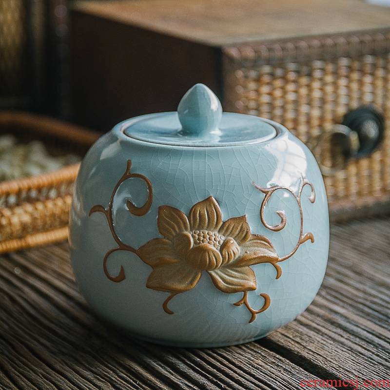 Seal your up ceramic tea pot petals storage POTS kung fu tea set elder brother up with large POTS of pu - erh tea pot Seal