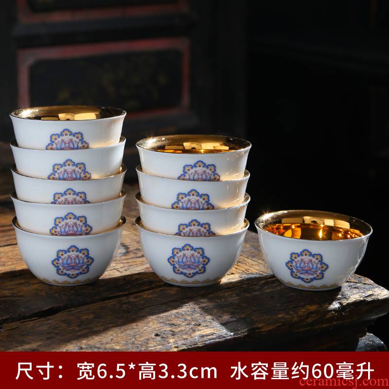 Small ceramic cups kung fu tea master sample tea cup suet jade porcelain cup white porcelain single CPU contracted household