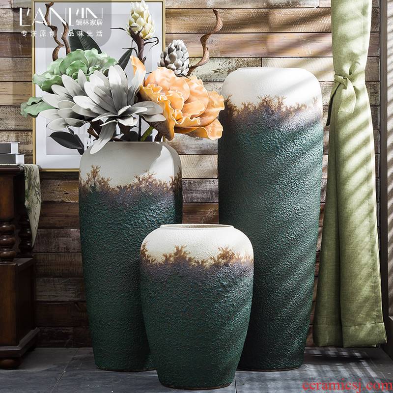 Jingdezhen Chinese style restoring ancient ways is the sitting room of large vase do old coarse pottery flower arranging flower art home furnishing articles ceramic vase