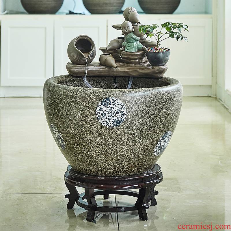 Jingdezhen ceramic goldfish bowl sitting room balcony office furnishing articles water tank to filter the yard cylinder fish bowl