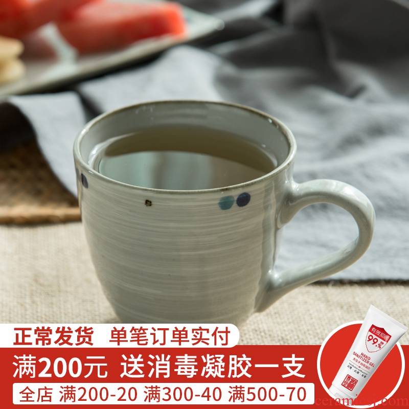 Jian Lin, a Japanese creative ceramic cups milk tall office threaded cup mark cup ten blue grass