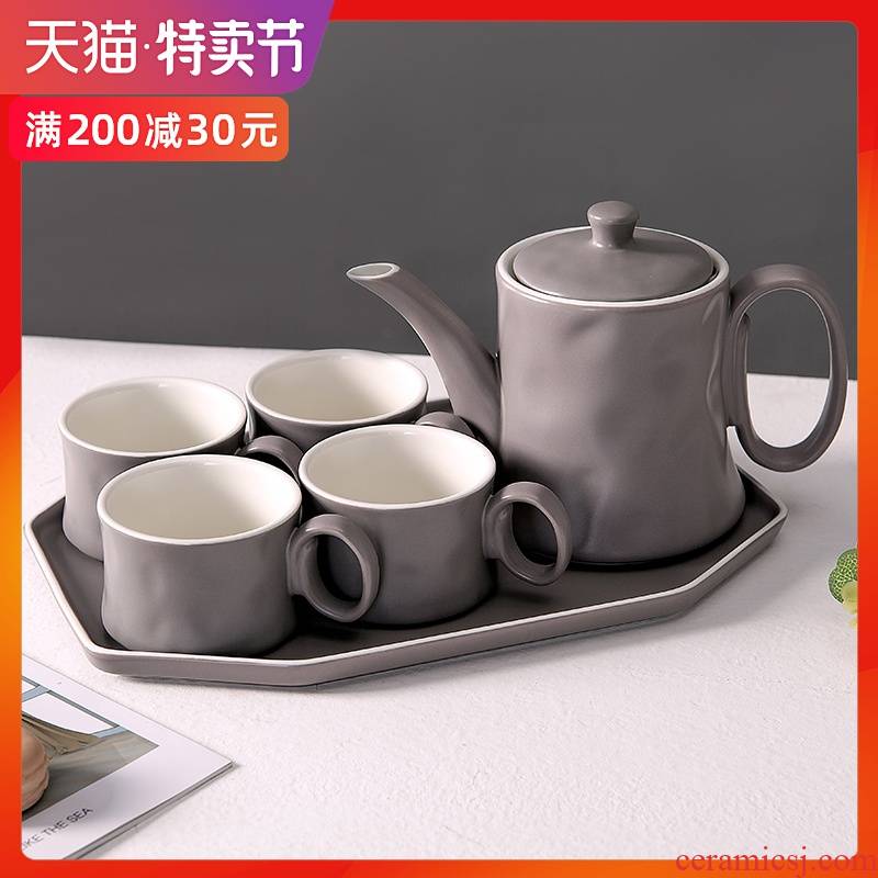 Chinese style home sitting room, dining - room ceramic tea tea set teapot tea kettle cup cold water with a suit
