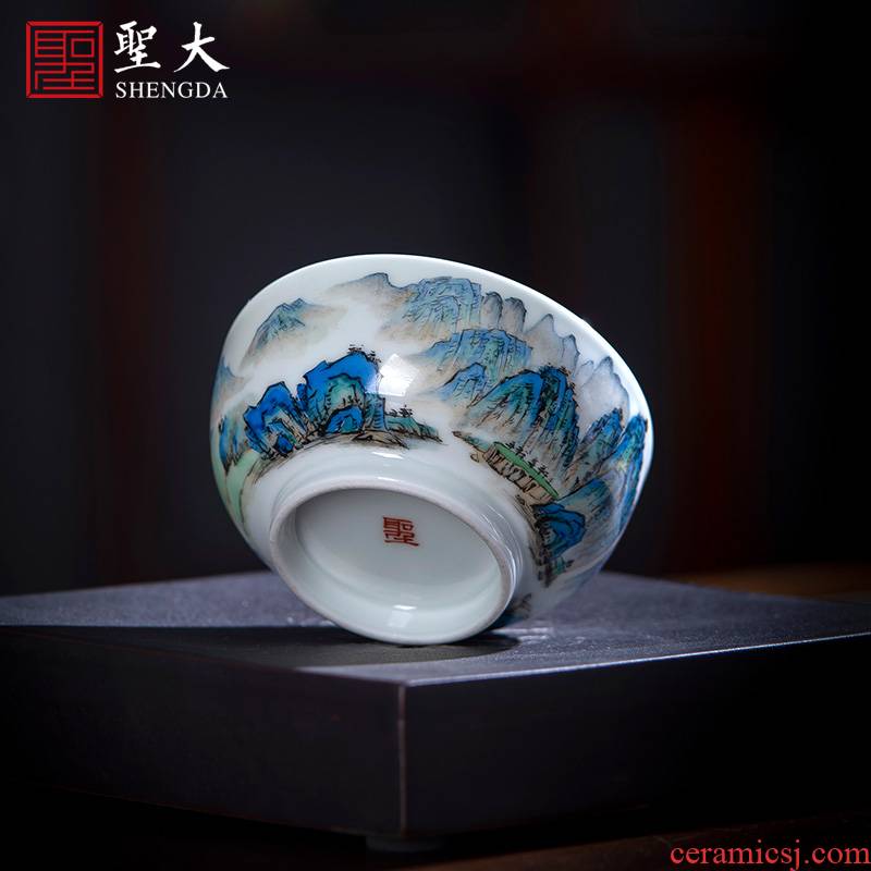 Santa teacups hand - made ceramic kung fu new color li jiangshan master light sample tea cup full manual of jingdezhen tea service