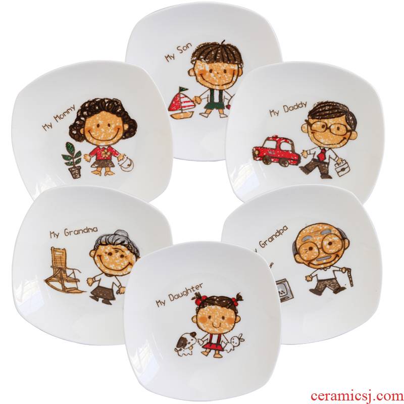 Happiness a parent - child creative ipads China small square dip disc ceramic dishes flavor dishes