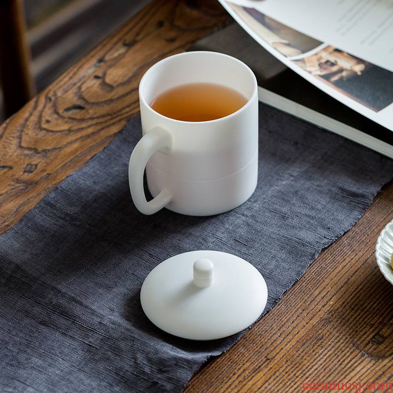 Jun ware ceramic cup dehua white porcelain cup with cover glass office creative household contracted mark cup tea cups