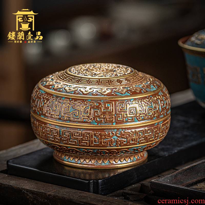 Jingdezhen ceramic checking bronze glaze therefore Long Wufu hold life cover box caddy fixings large seal the receive storage tank