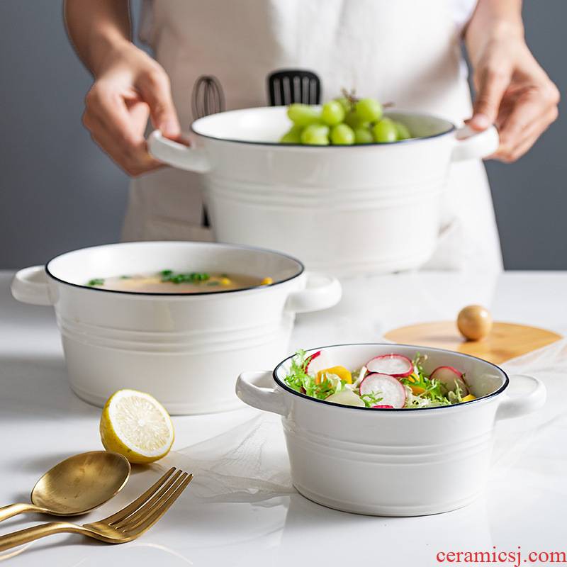 By the valley of creative life ceramic bowl with cover ears salad bowl mercifully rainbow such as bowl Nordic tableware breakfast dessert soup bowl