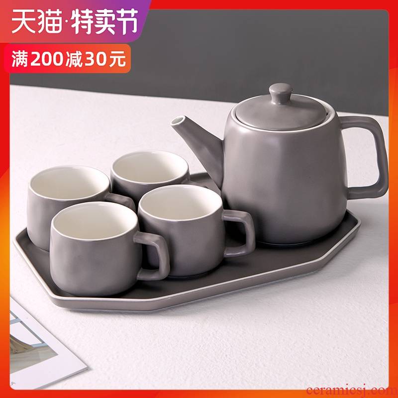 Japanese tea set home sitting room ceramic teapot teacup kettle cold tea kettle cup of water glass suits for