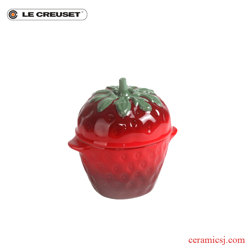 France 's LE CREUSET cool color stoneware strawberry shape bake pot 0.4 L "baked sweet girl, lovely stew