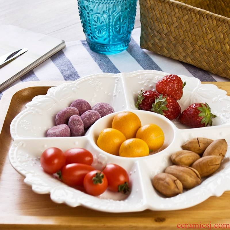 Modern Korean home, compote creative snack plate dry fruit bowl sitting room melon and fruit plate ceramic frame compote
