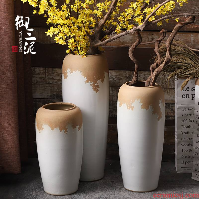 Boreal Europe style floor vase furnishing articles ceramic sitting room of I and contracted flower arranging Chinese style restoring ancient ways simulation flower vase