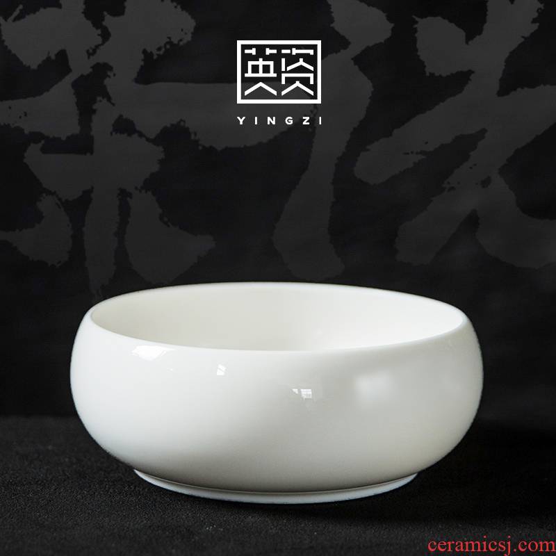 Jade porcelain large tea wash to wash white porcelain ceramic cup cup bowl water writing brush washer built kung fu tea tea water fittings