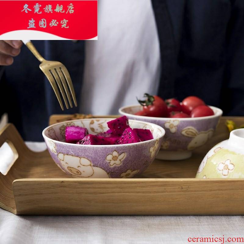 The new 12 zodiac household jobs jingdezhen ceramic large lovely rainbow such use 5 "6 nice bowl
