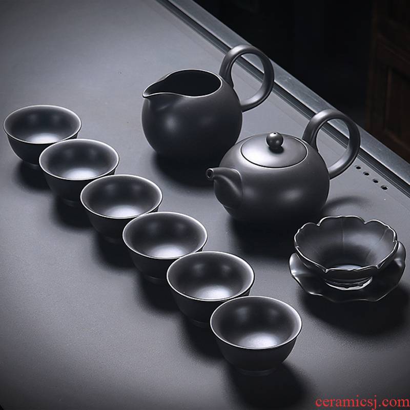 True kung fu sheng purple sand tea set household contracted office gift teapot tea cup tea, complete set