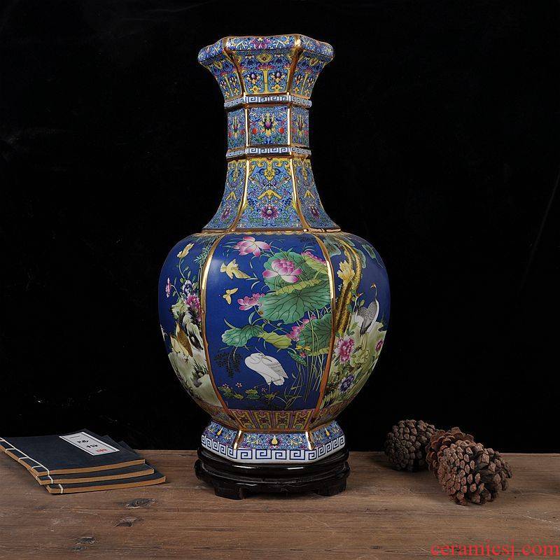 Archaize of jingdezhen ceramics colored enamel large vase furnishing articles of Chinese style classical flower arranging home sitting room adornment
