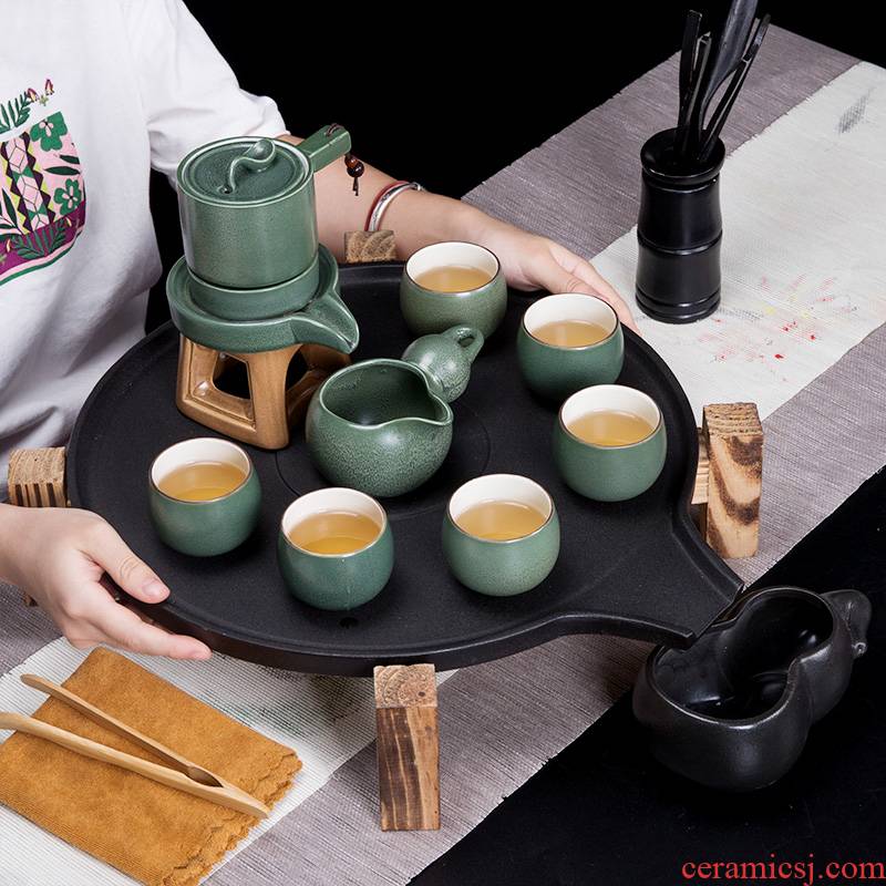 Jane quality creative stone mill ceramic tea set simple automatic lazy ground tea sets tea sets tea of a complete set of tea sets