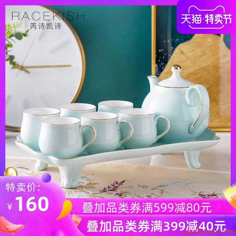 European household ceramic coffee cup teapot tea British high - grade afternoon tea six large glass suits for