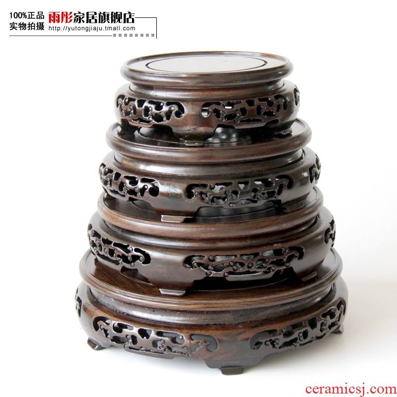 The rain tong home | solid wood carved wooden base hollow out furnishing articles base tank flower base frame