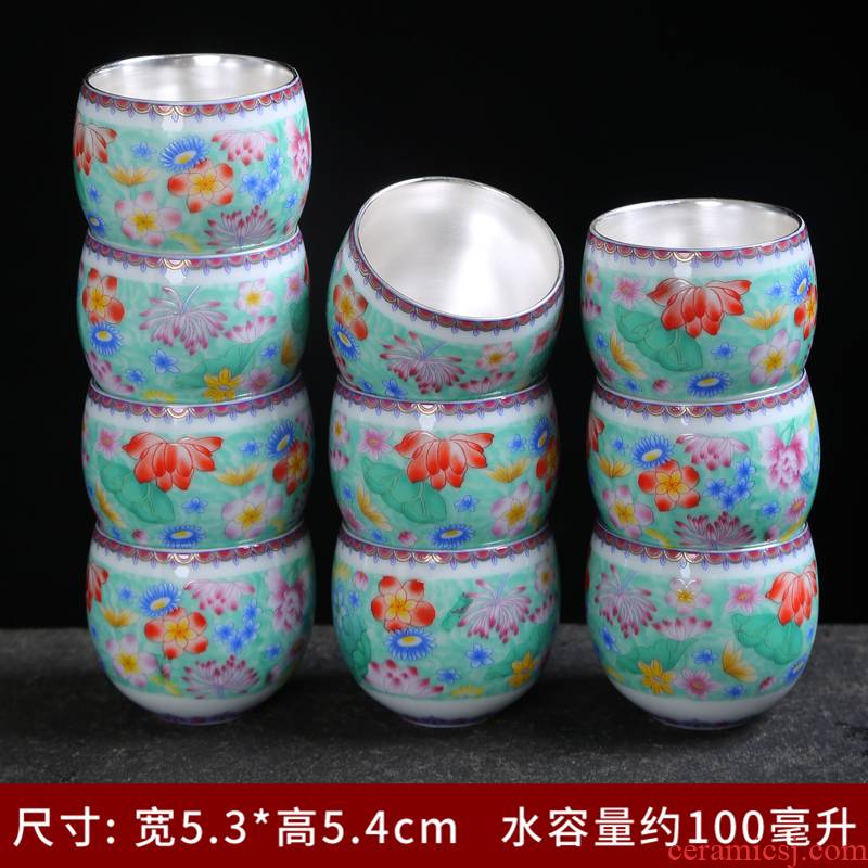 Jingdezhen ceramic coppering. As silver pastel blue and white porcelain enamel see colour master cup single CPU use kung fu tea tea cups