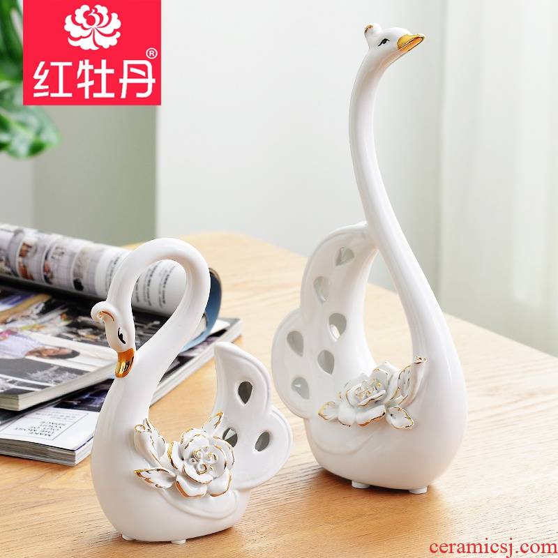 Swan, furnishing articles household act the role ofing is tasted creative living room TV cabinet decoration study manual hollow ceramic arts and crafts