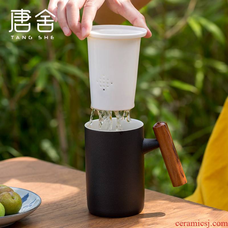 Tang s keller ceramic cup with cover separation of tea ultimately responds a cup of office home large capacity filter cups