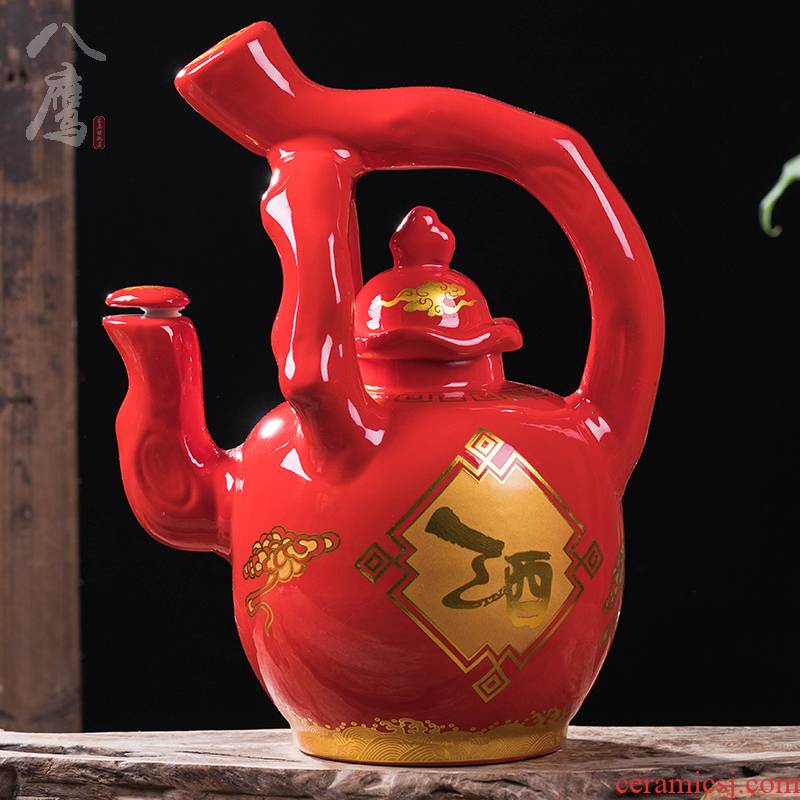 Creative hip 5 jins of 10 jins to jingdezhen ceramic jar with antique teapot seal wine bottle
