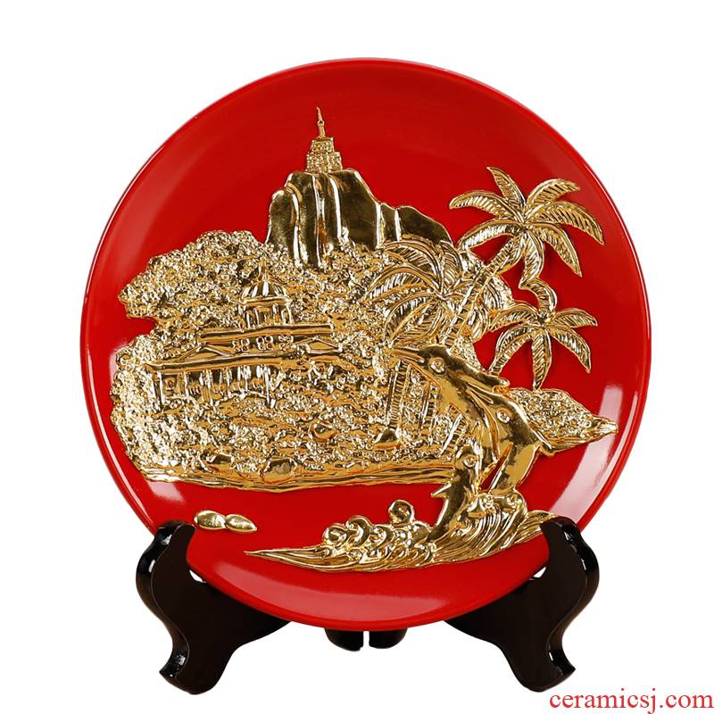 Really sheng xiamen special paint line carve gulangyu ceramic decoration plate bracket furnishing articles rich ancient frame household decoration