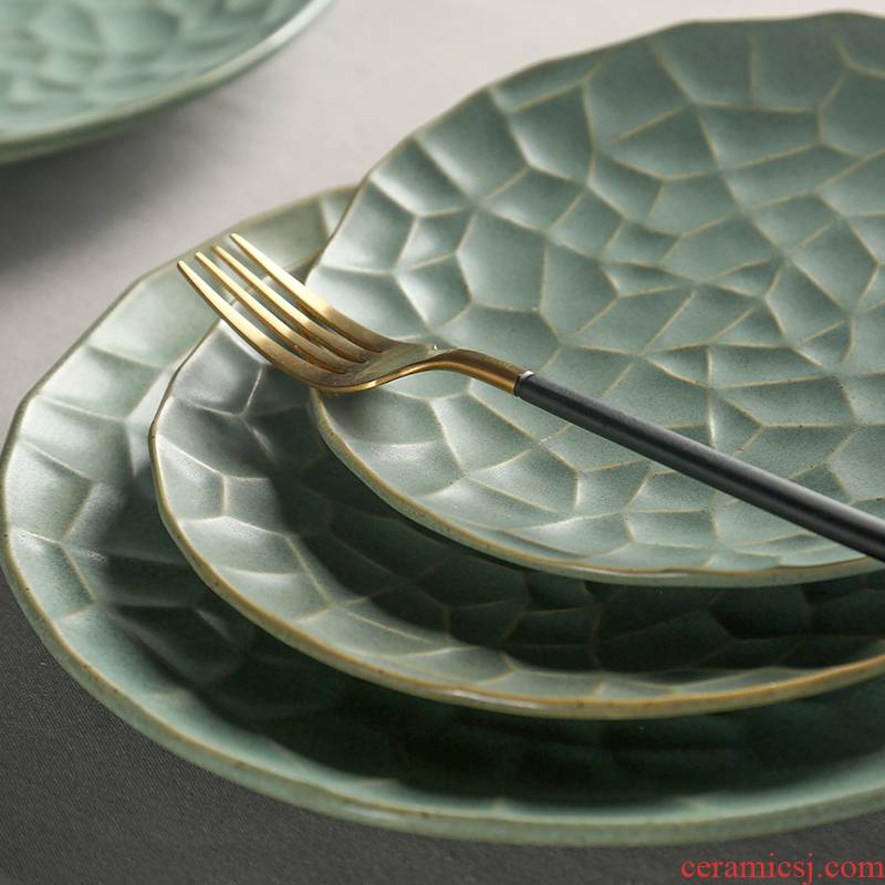 Japanese ceramics tableware creative dishes home plate of irregular plate beefsteak disc contracted breakfast dessert plate