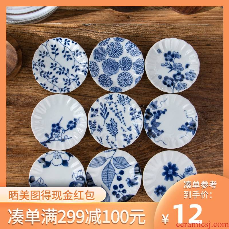 Meinung burn Japanese imported ceramic tableware under the glaze color dye FuJu type 4 inches flavour dishes snacks soy sauce dish dish