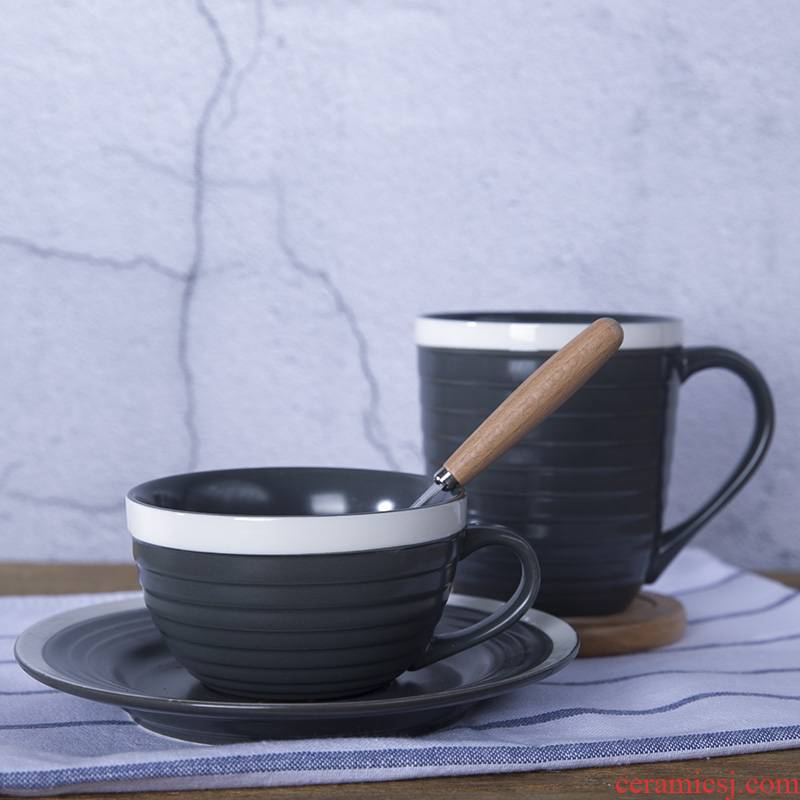 Creative move Japanese ceramic cup thread with a spoon, keller cup cup coffee cup office