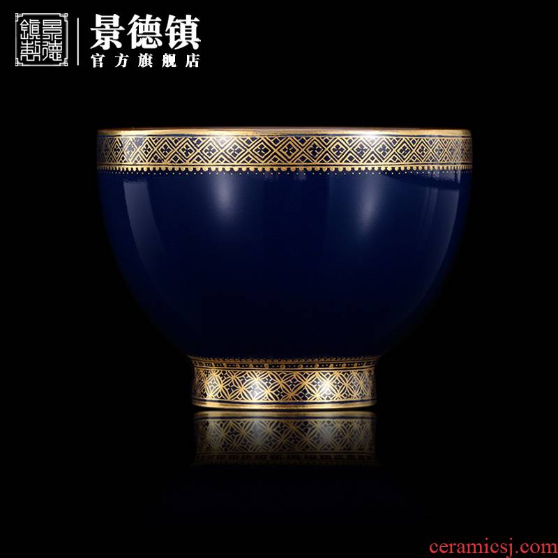 Jingdezhen flagship store hand - made ji blue paint peace cup size