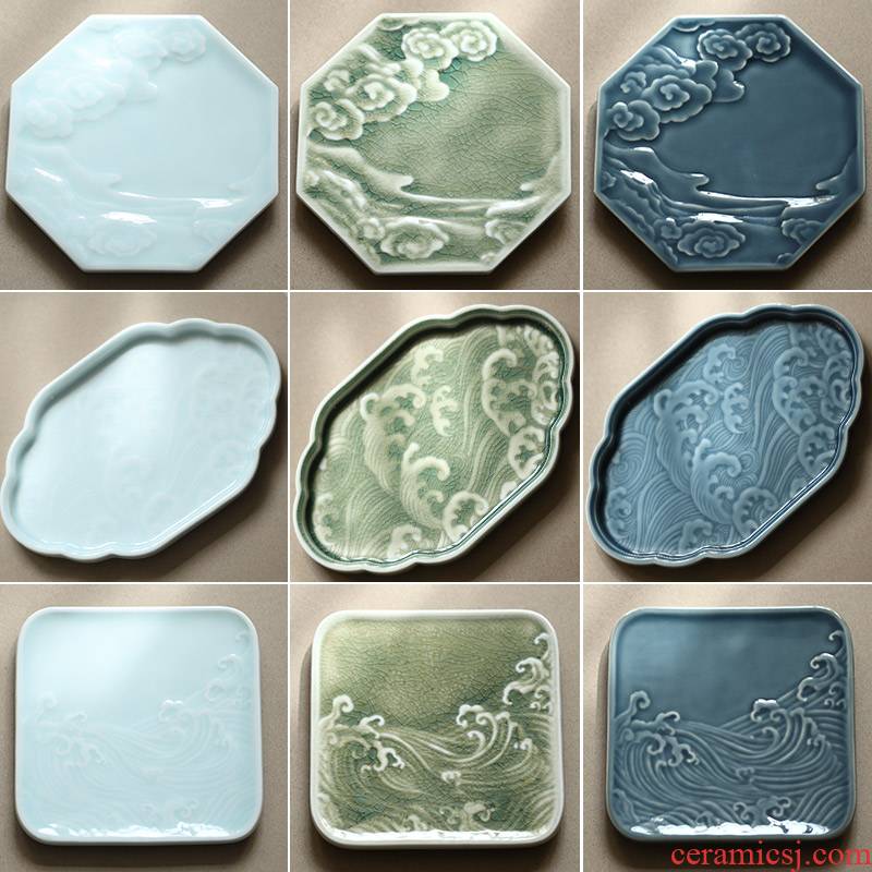 Jingdezhen hand - carved secret bearing ceramic glaze pot dry table mat mat tureen tea pot pot tray tea tray