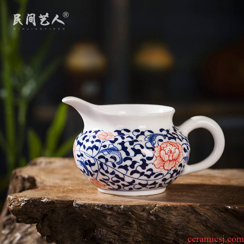 Jingdezhen porcelain glaze color hand - made under manual fair keller and kung fu tea tea points sea of blue and white porcelain tea