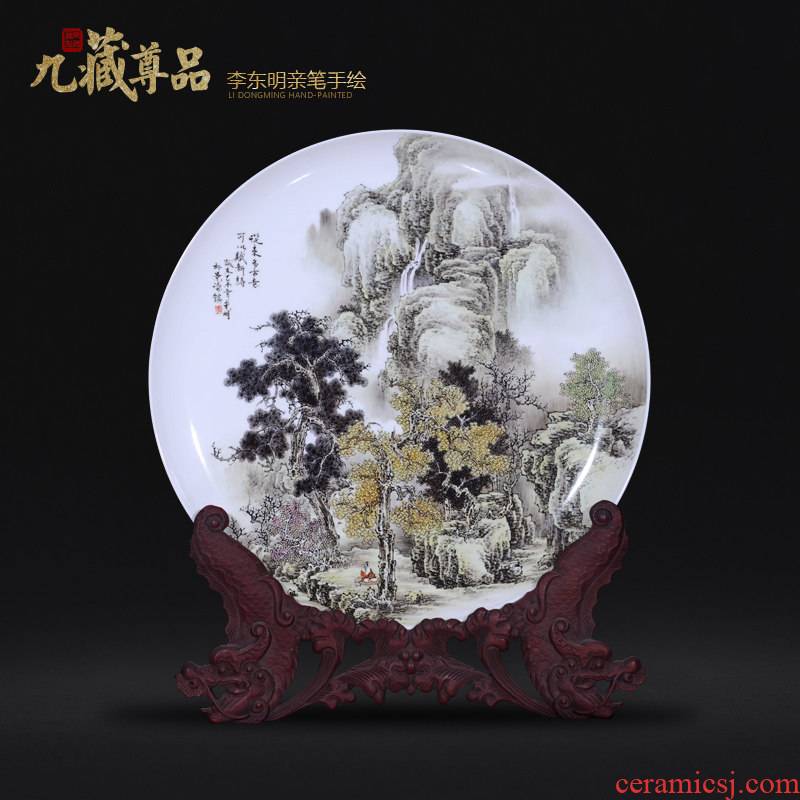 Jingdezhen ceramic dong - Ming li personally hand - made scenery hang dish decoration plate of Chinese style living room sat dish furnishing articles