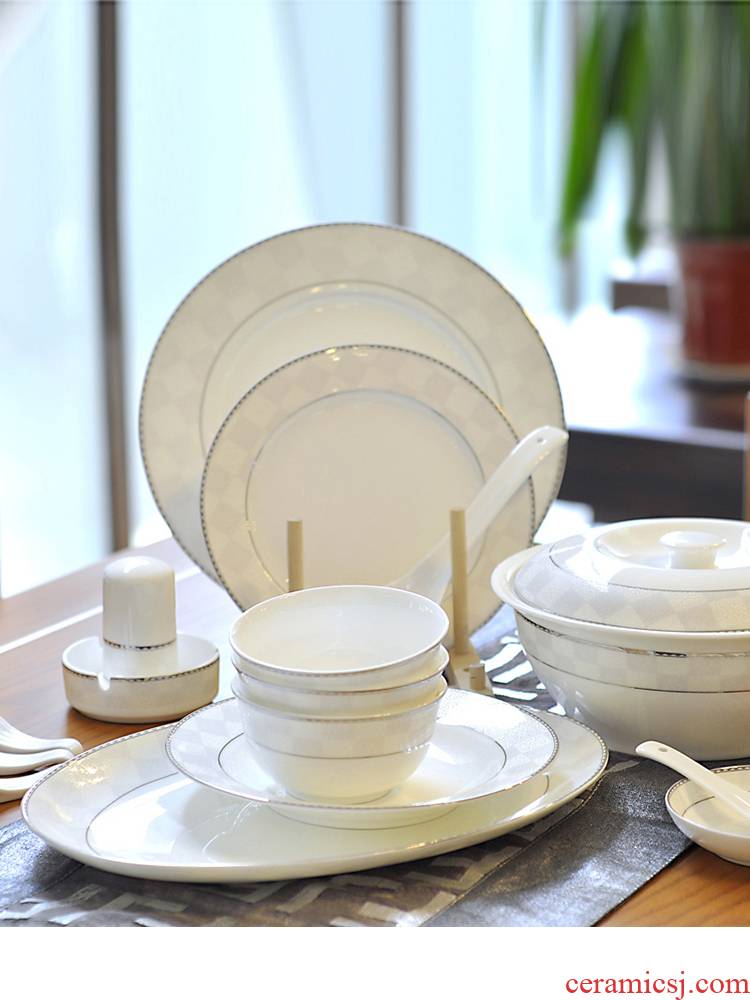 Jingdezhen porcelain 28 ipads head 56 home suits for Chinese dishes ceramics tableware housewarming Korean contracted home plate