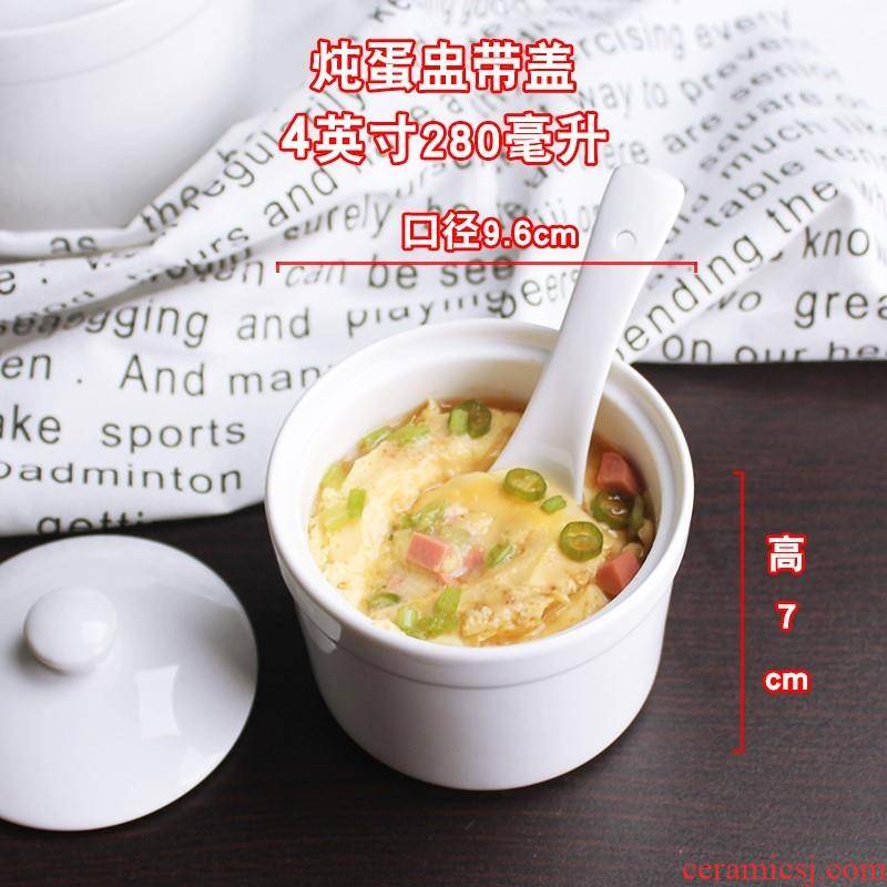 Household ceramic water bird 's nest soup with steam egg egg them cover the bowl with baby bowl of egg stew stew