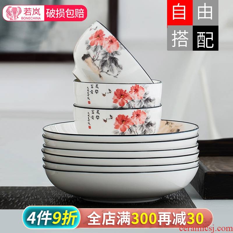 Thickening of pottery and porcelain rice bowls of household glair Chinese fish dish dish dish dish dish can microwave large noodles soup bowl