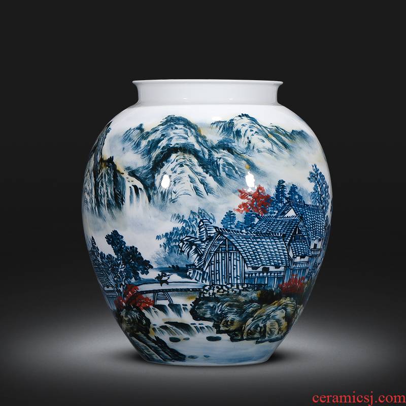 Jingdezhen ceramics famous master manual hand - made vases, new Chinese style living room decorations office furnishing articles
