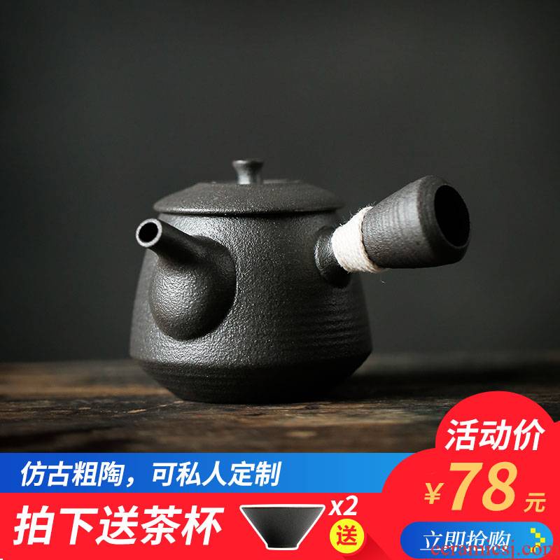 ShangYan vintage Japanese ceramic teapot kung fu tea set little teapot black pottery single pot clay POTS household small pot