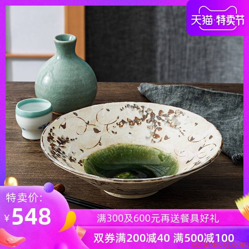 Kaiseki has, deep disc material imported from Japan under the glaze color ceramic sushi plate sashimi dish plates by hand