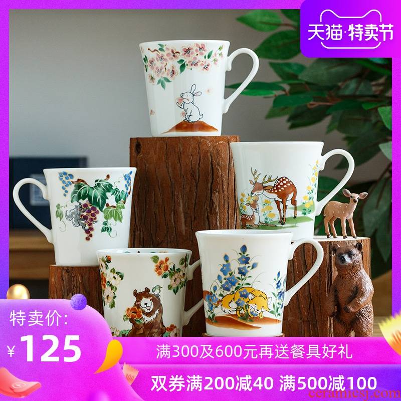 Lin and hand - drawn does mugs getting gift cups imported from Japan Japanese household glass ceramic coffee cup