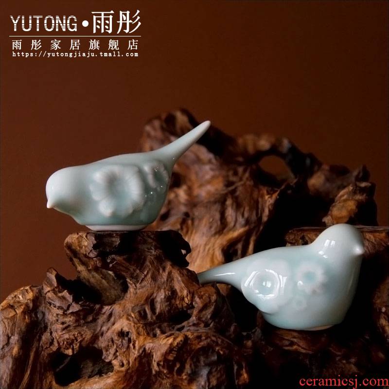 Rain tong creative household act the role ofing is tasted furnishing articles hand knead cuckoo jingdezhen porcelain celadon bird furnishing articles